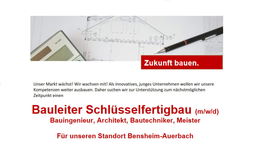 Bauleiter Schlüsselfertigbau (m/w/d)